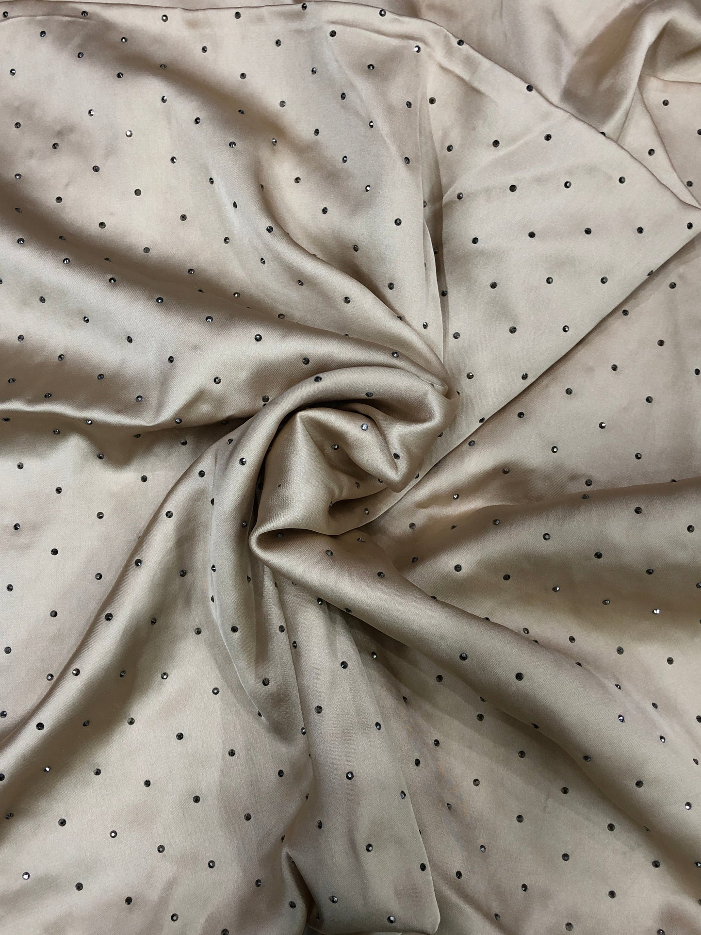 Studded Silk Hijab - Golden (Black Stud)
