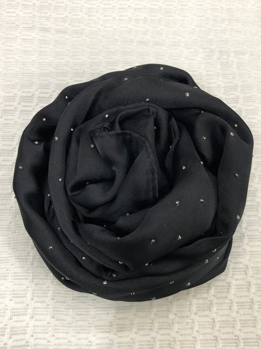 Studded Silk Hijab - Black (Black Stud)