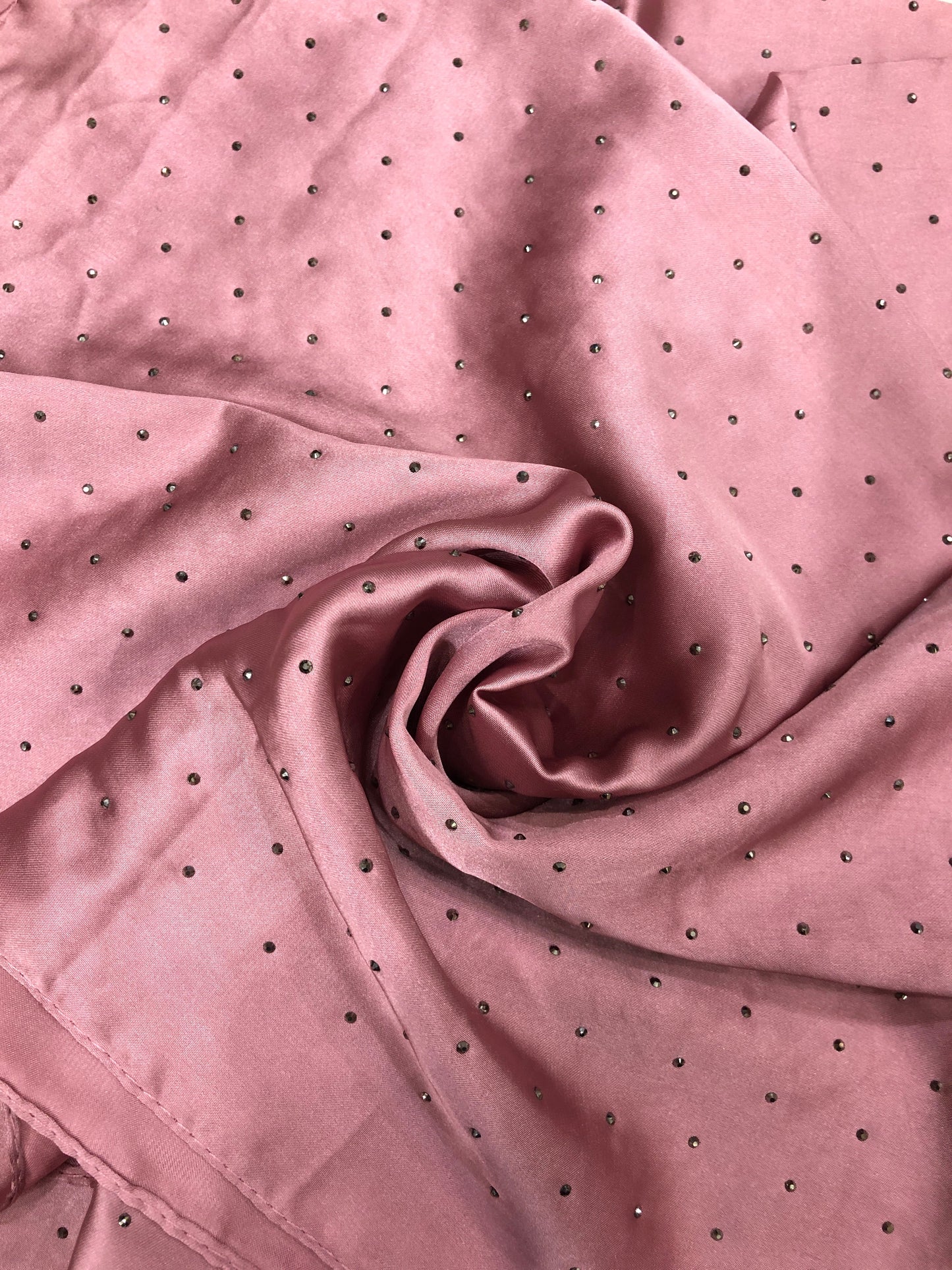 Studded Silk Hijab - Tea pink (Black Stud)