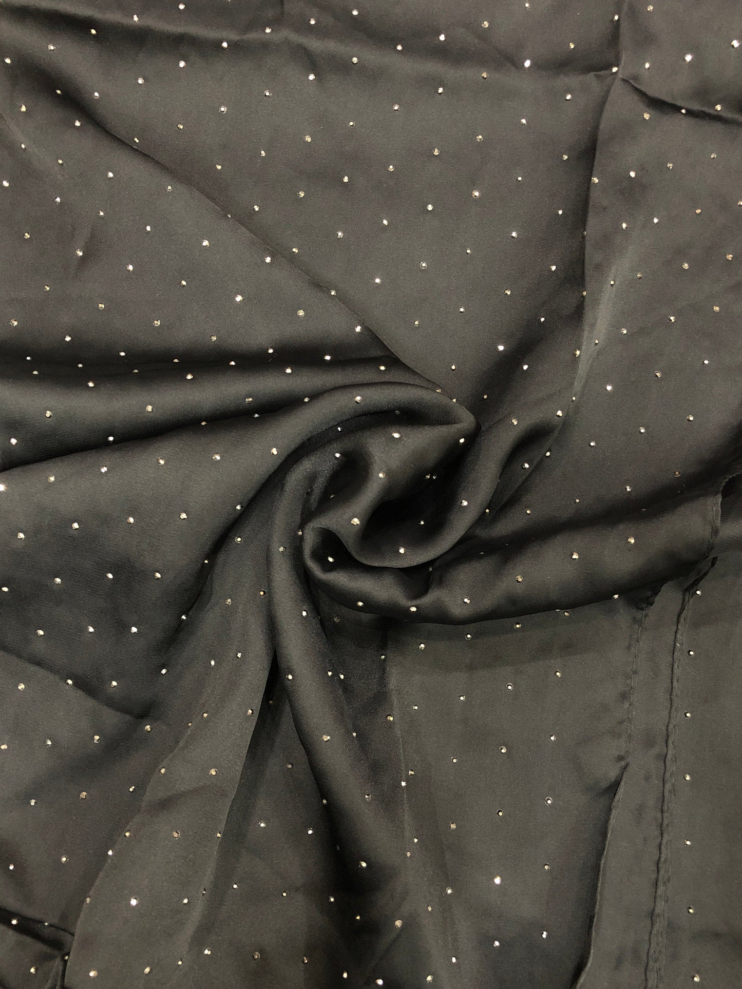 Studded Silk Hijab - Black (Black Stud)