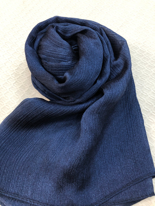 Crinkle Shiffon Hijab - Dark blue
