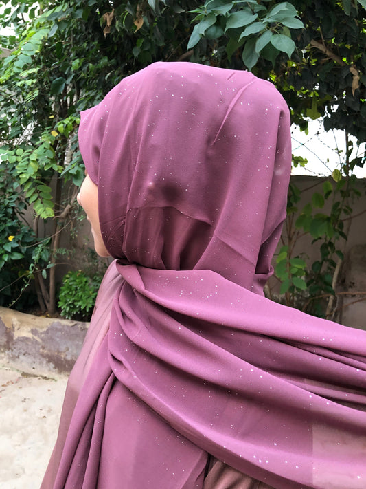 Glitter Shiffon Hijab - Mulberry