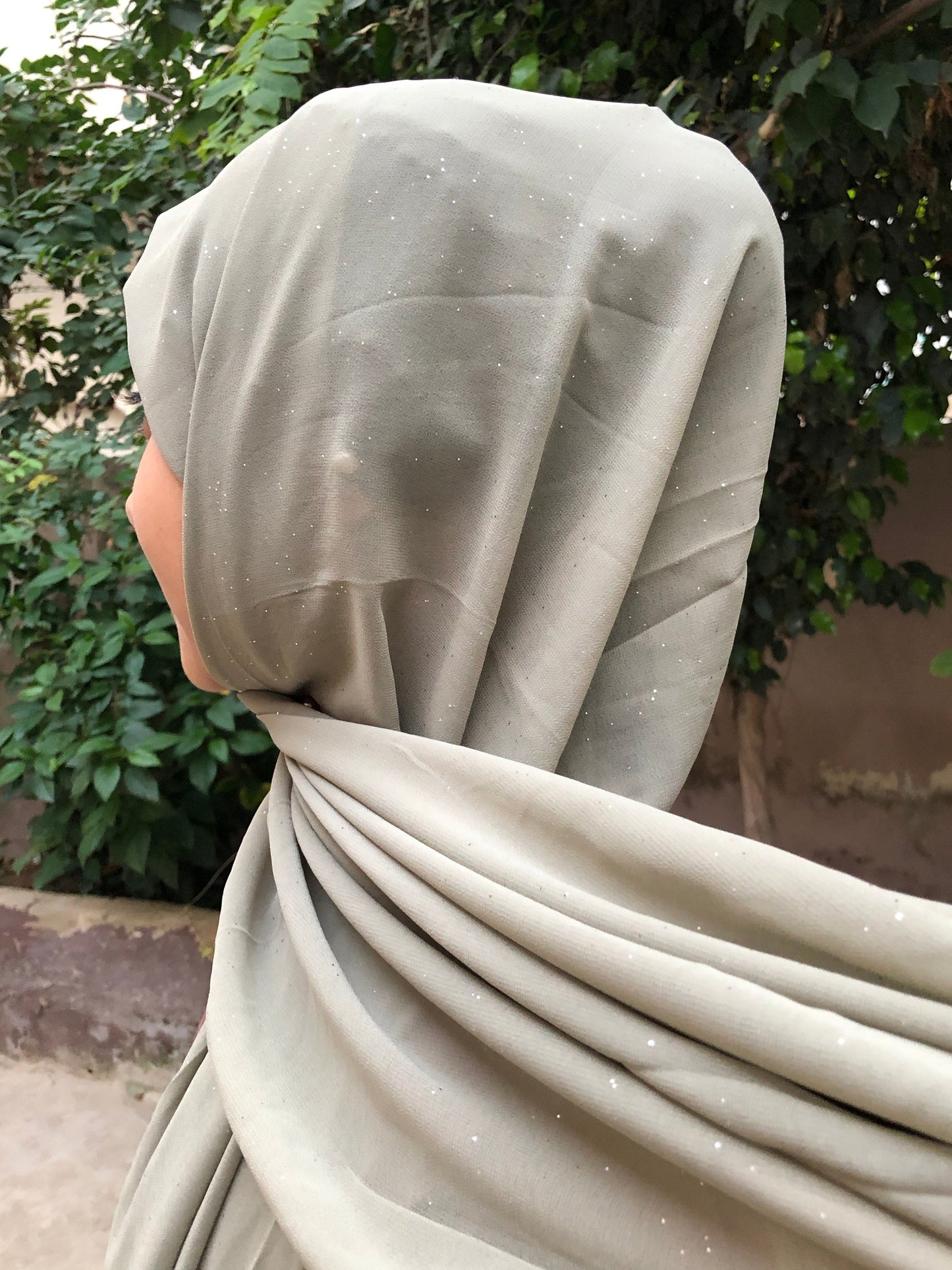 Glitter Shiffon Hijab - Olive