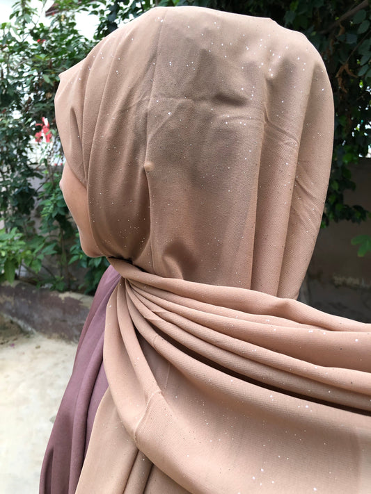 Glitter Shiffon Hijab - Tan